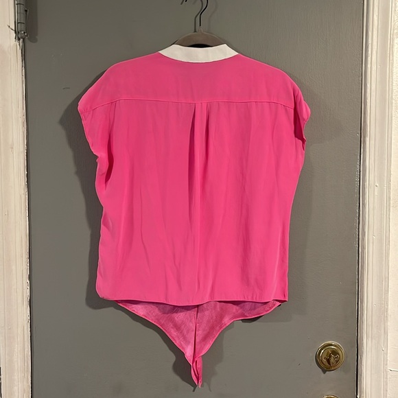 DREW‎ Vibrant Pink 100% Silk Button-Up Blouse Size Small - Picture 4 of 4